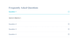 Accordion FAQ with + and – Toggle Arrows