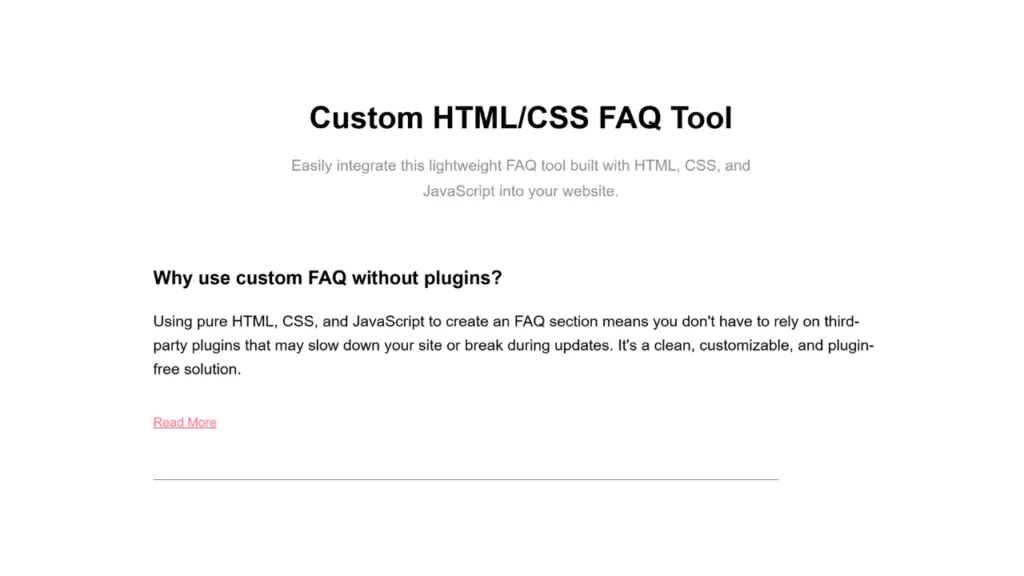 Blog Style FAQ with Read More Link image