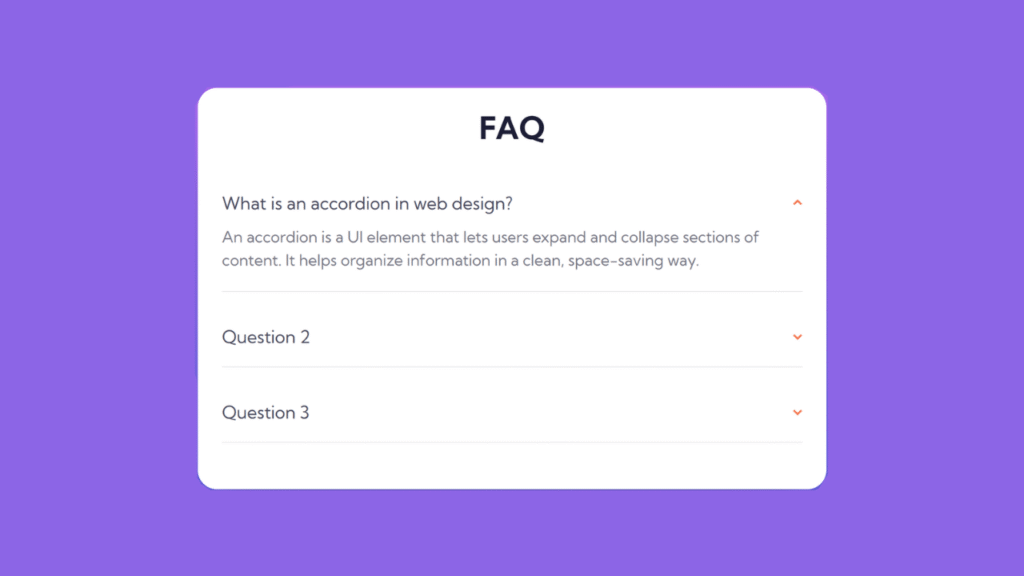 Colorful FAQ with Up & Down Arrows image
