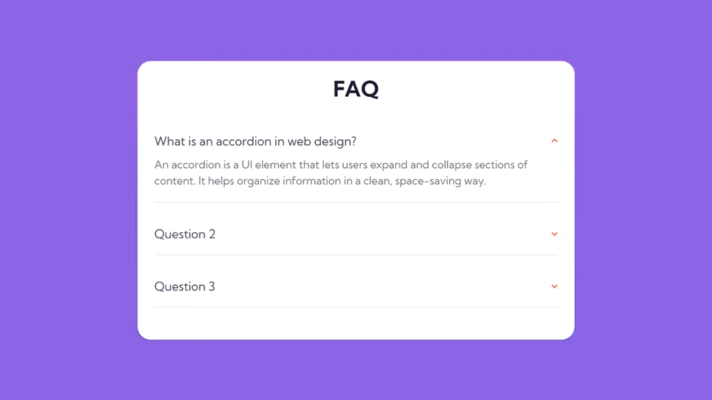 Colorful FAQ with Up & Down Arrows image