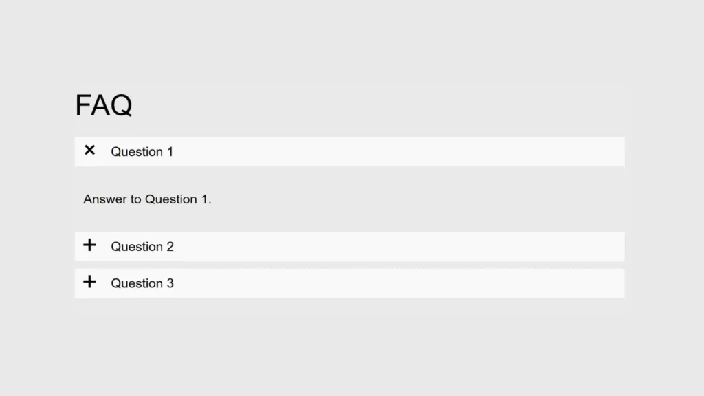Expandable FAQ with Plus and Cross Symbols image