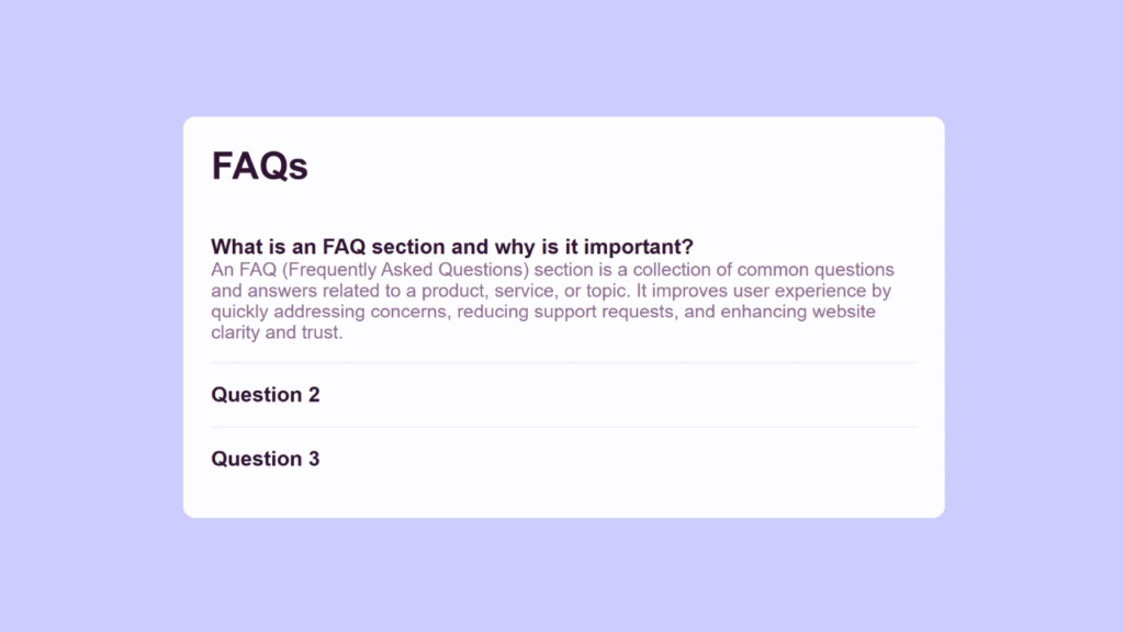 Lavender Themed FAQ Design image