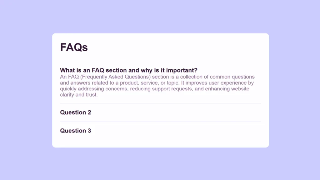 Lavender Themed FAQ Design image