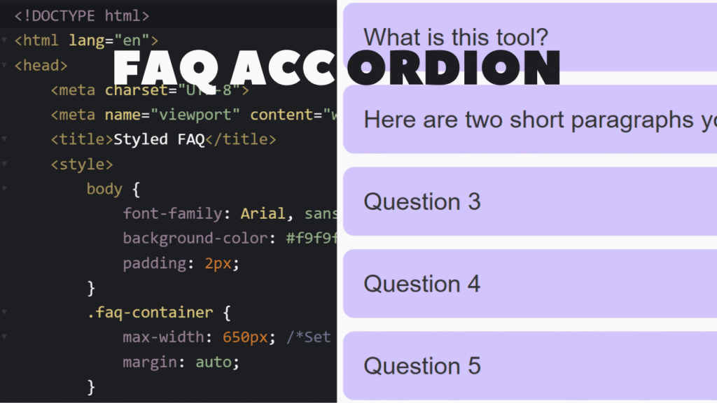 faq accordion html css & javascript image