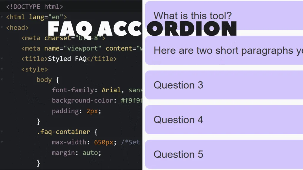 faq accordion html css & javascript image